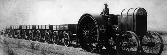 Tractor With Wagons, ca. 1910