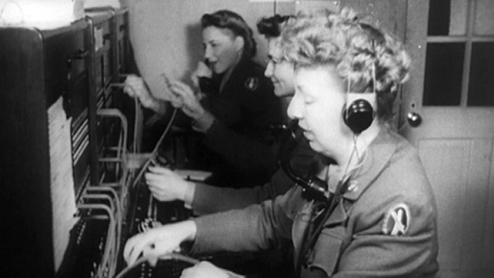 A woman serving as a telephone operator in World War II