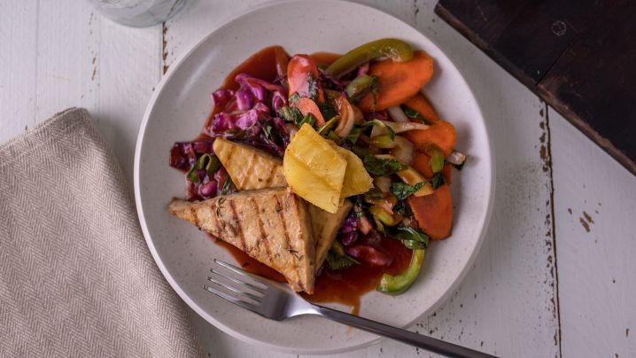 Grilled Tofu with Pineapple Stir Fry