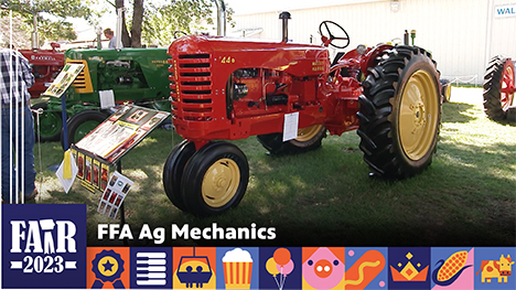 FFA Ag Mechanics - A restored red tractor parked next to other restored tractors.
