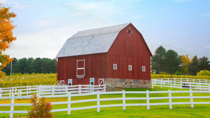 Red barn on an Iowa farm.