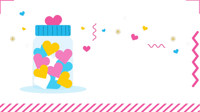Glass jar filled with hearts