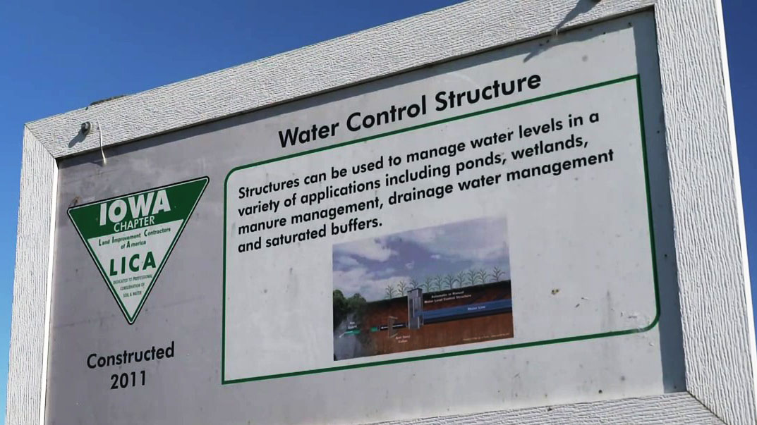 A sign about managing water at LICA Farm.