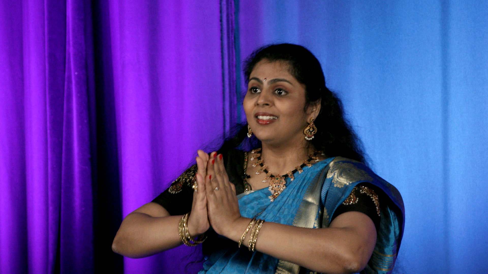 Pragnya Gonchigar engaging in a traditional dance from the region of India which her family is from.