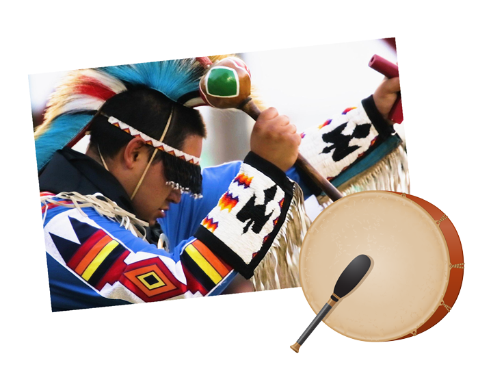 Meskwaki man in ceremonial dress at the annual powwow