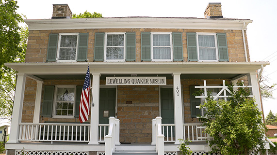 a two story sandstone house. The Lewelling House Salem, Iowa