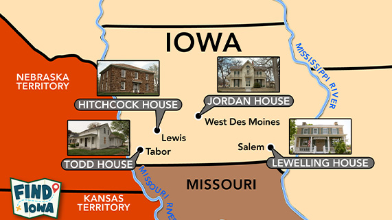 Locations we visited. Lewelling House, Todd House, Hitchcock House, Jordan House