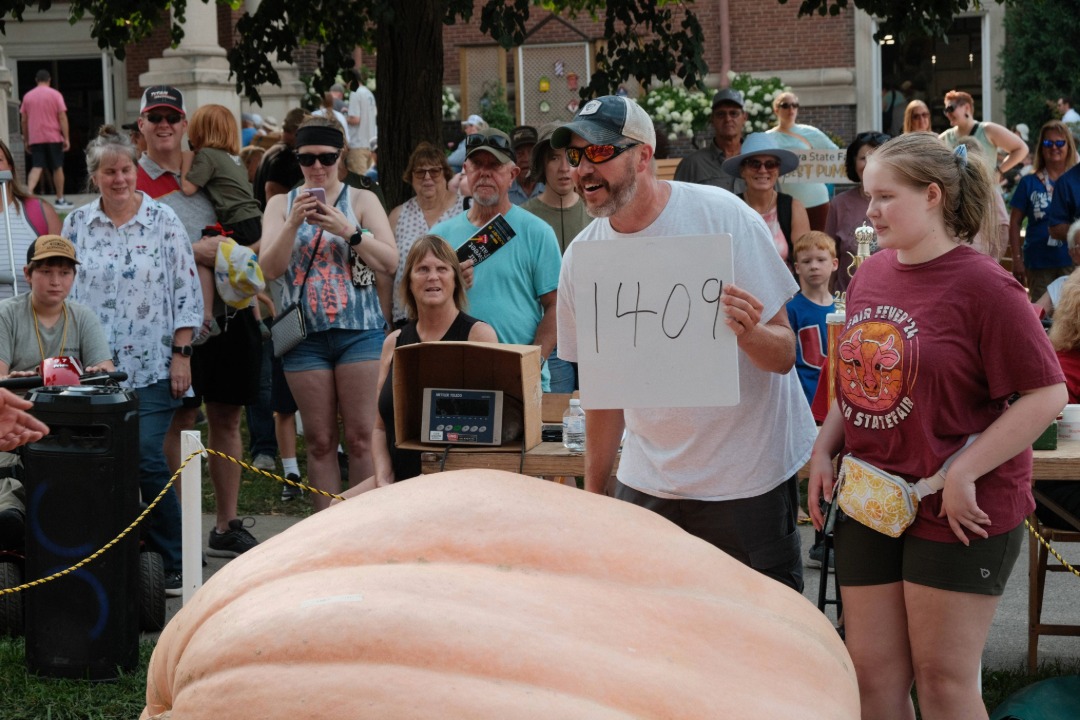 largest pumpkin at the Iowa State Fair at 1409 lbs