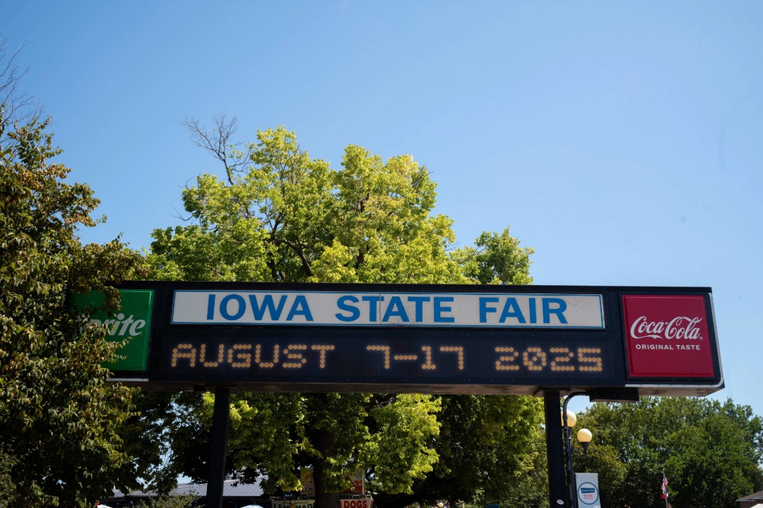 Iowa State Fair sign with fair dates Aug. 7-17