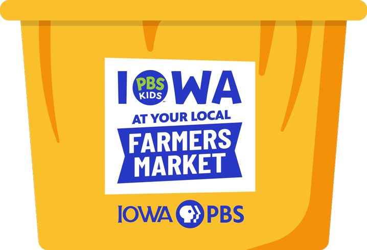 A plastic box containing market supplies.