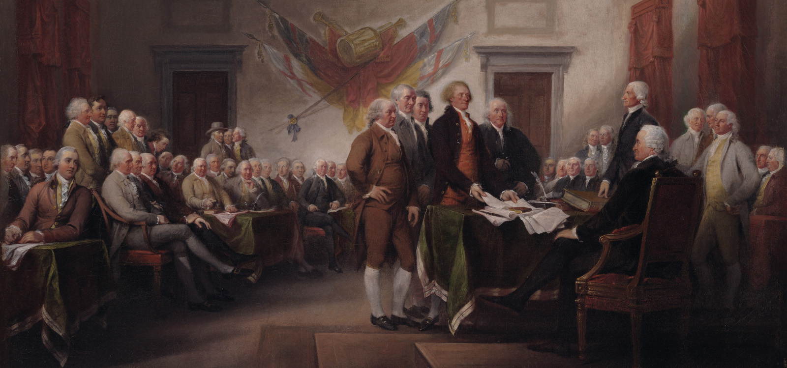 A painting depicting the signing of the Declaration of Independence