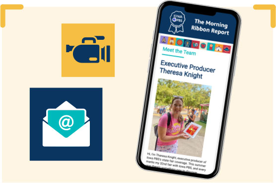 A digital newsletter appears on a smartphone.