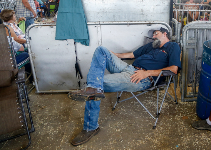 A well deserved rest on the first day of the Fair.