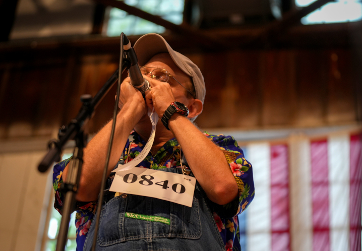 harmonica participant at the Iowa State Fair in Pioneer Hall