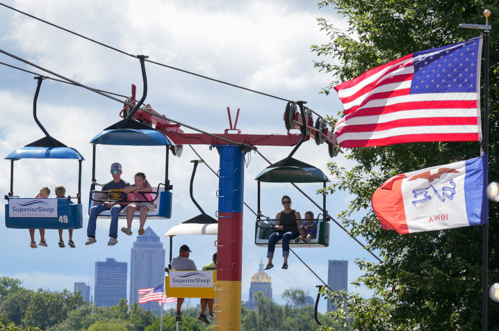 Enjoying the skyglider at the Iowa State Fair