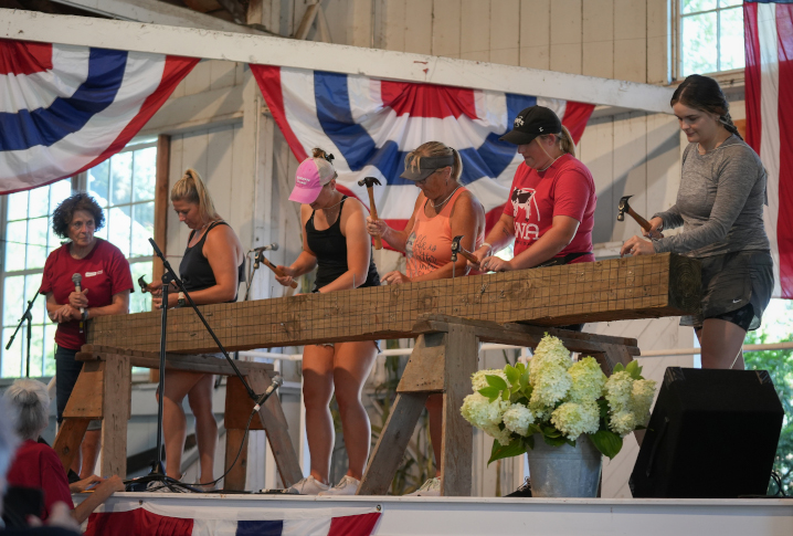 nail driving contest contestants at the Iowa State Fair