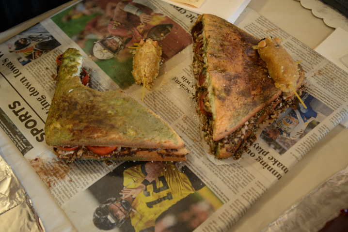 Disgusting cake made to look like a moldy sandwich