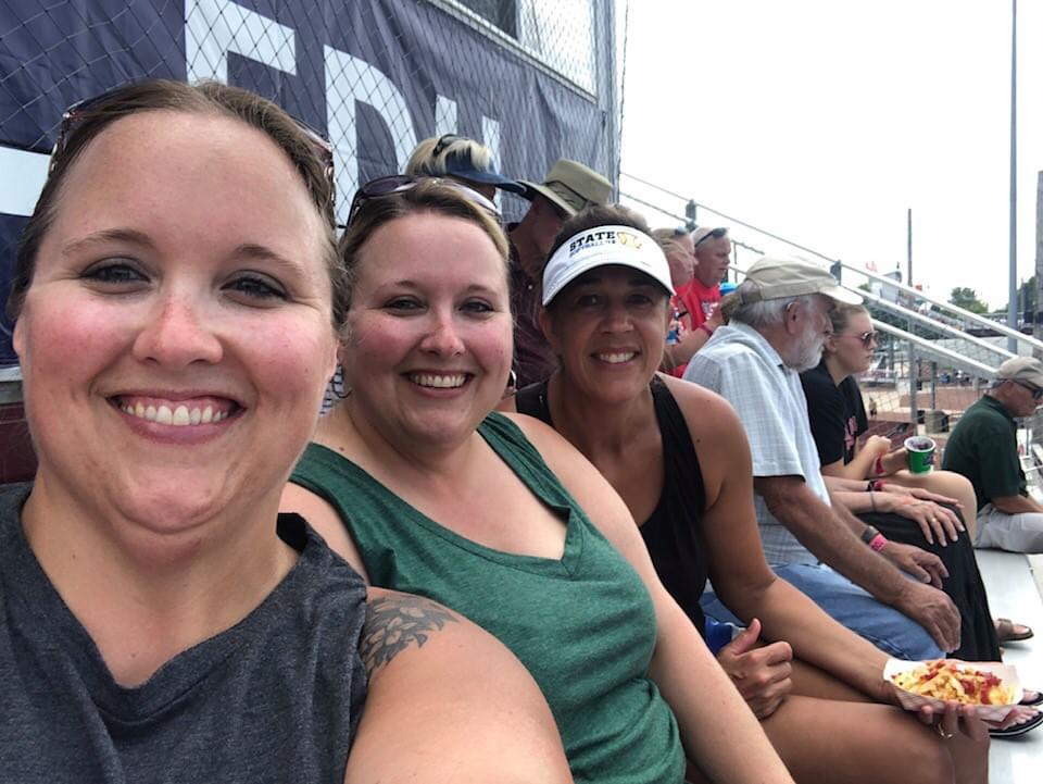 Two sisters Kari and Sarah at the girls state softball tournament.