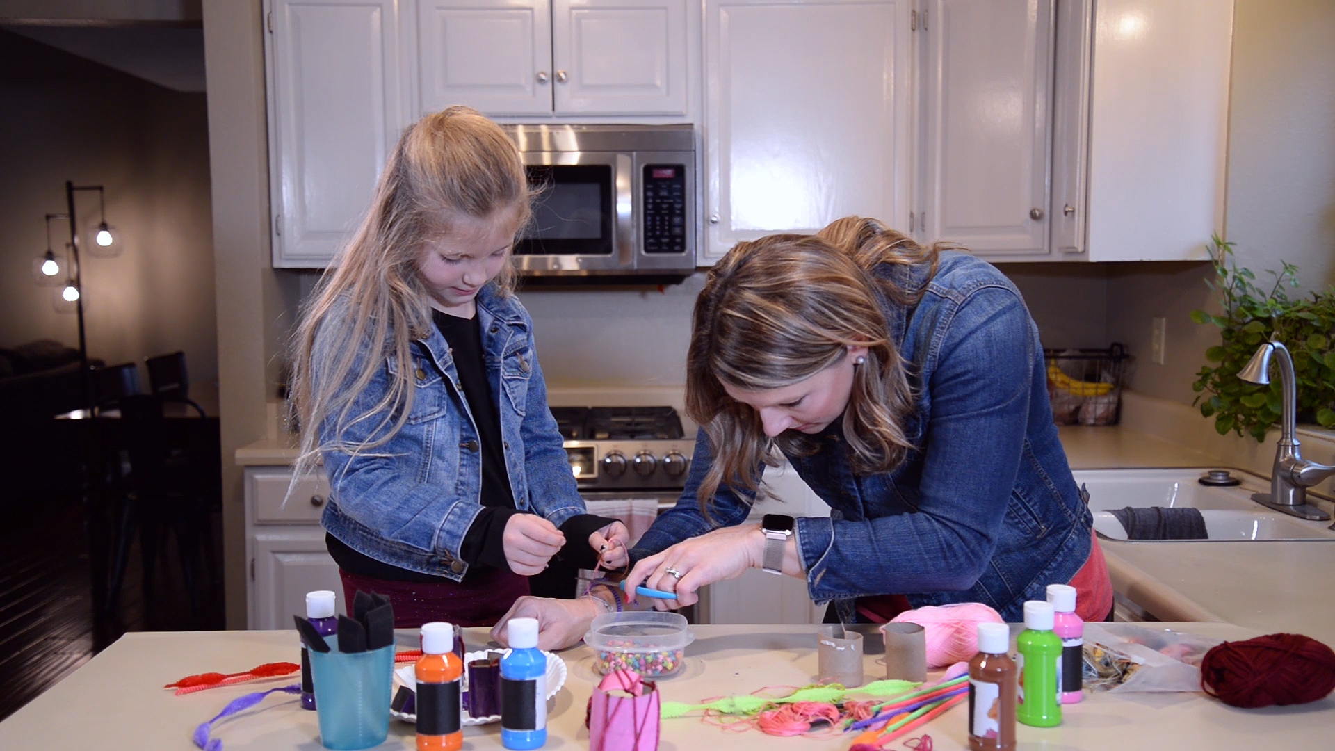 Making Friendship bracelets.