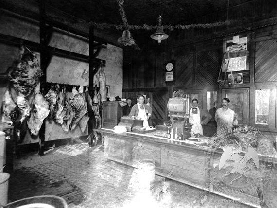 Interior of Meat Shop, ca. 1912