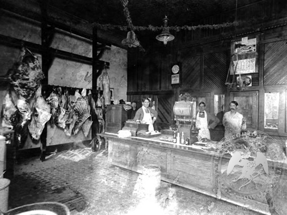 Interior of Meat Shop, ca. 1912 Interior of Meat Shop, ca. 1912