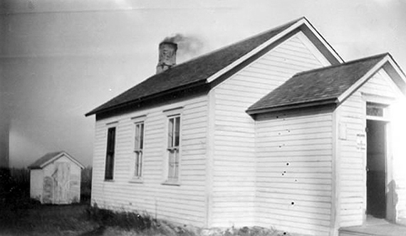 School and Outhouse, 1932