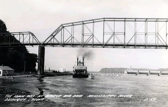 Riverboat Passes Through Dubuque, 1959