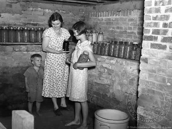 Preserved Food Containers in Root Cellar