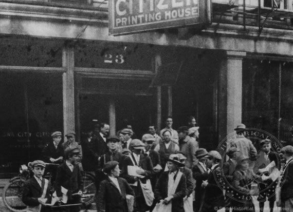 Newsboys in Iowa City, 1923