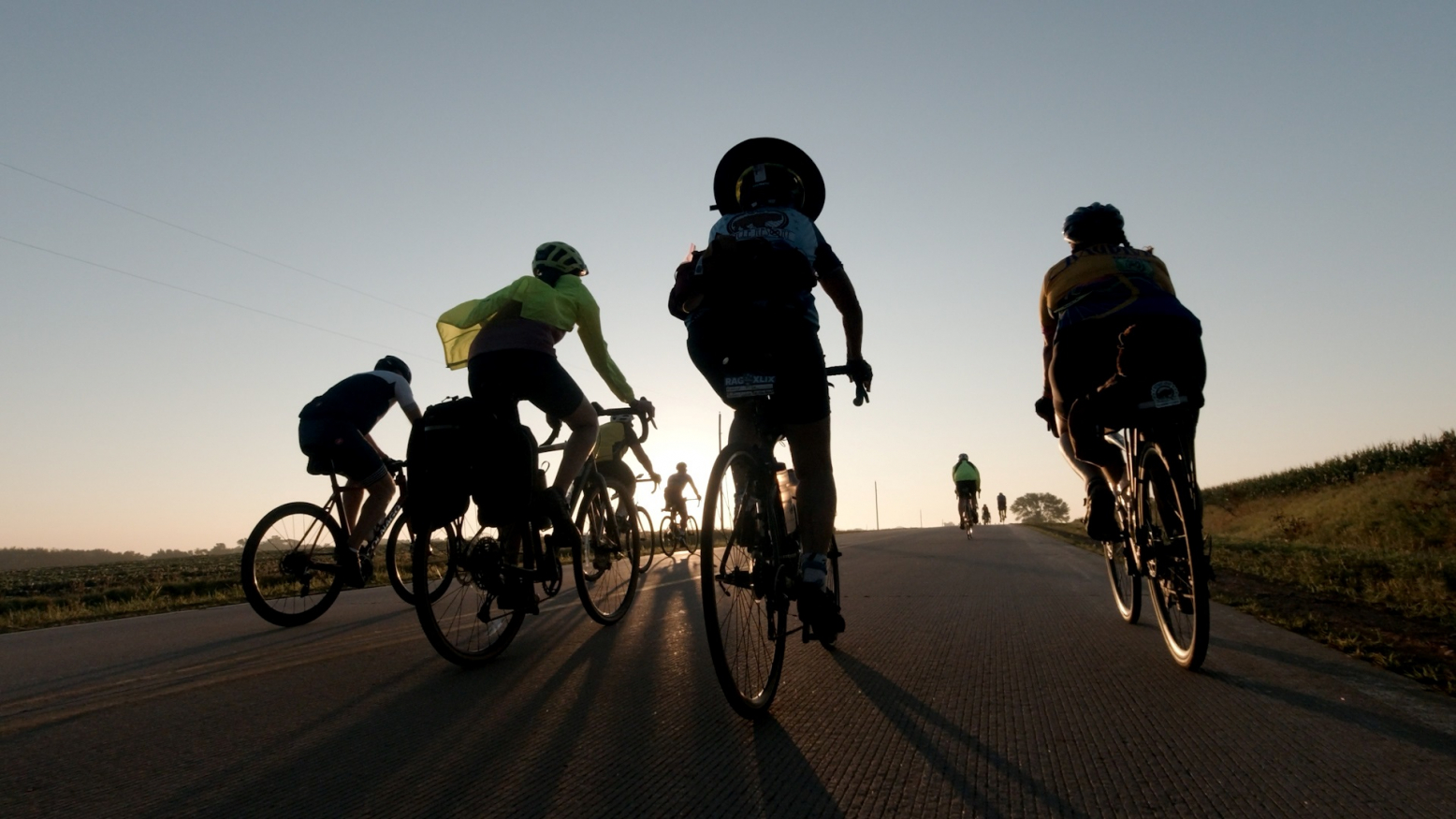 Bikers riding through Iowa