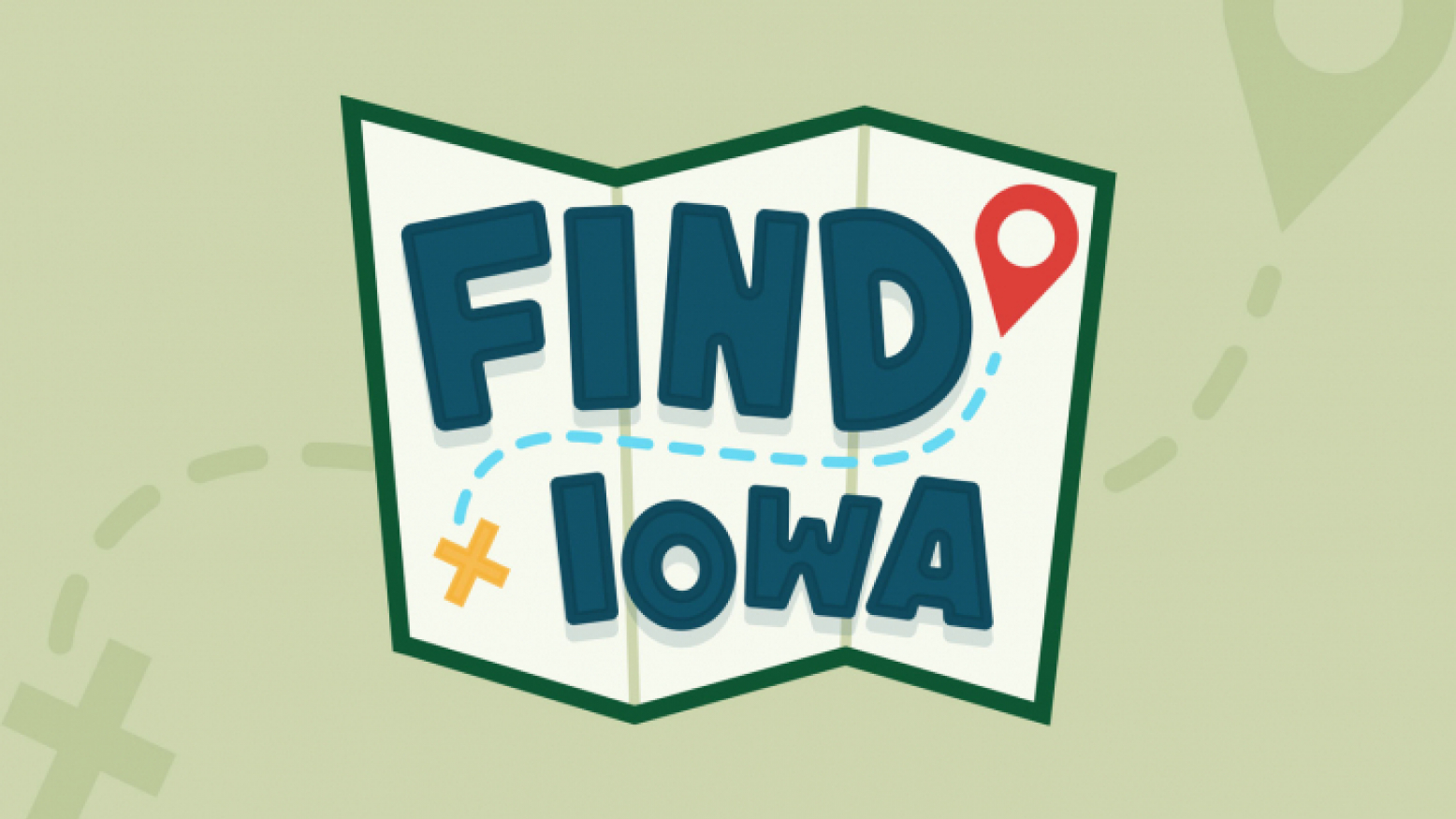 Map graphic with the words FIND Iowa