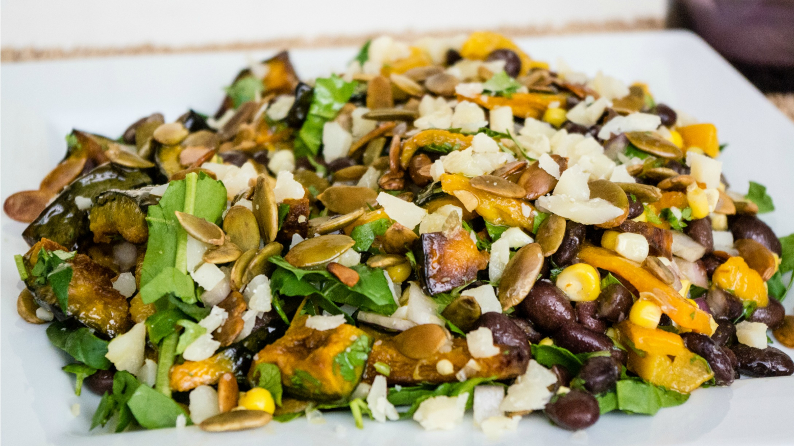 Black Bean and Spinach Salad with Gouda Cheese