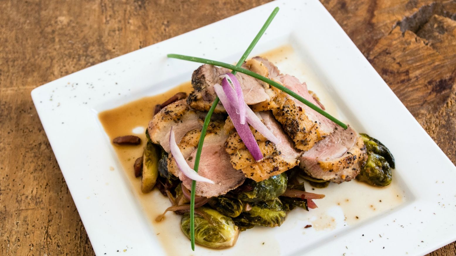 Pan-Seared Duck Breast with Braised Brussels Sprouts