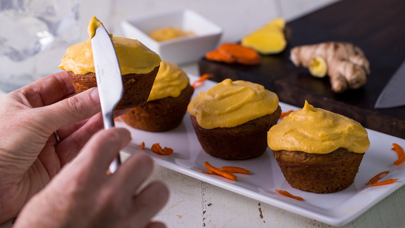 Ginger Pumpkin Muffins with Ginger Buttercream