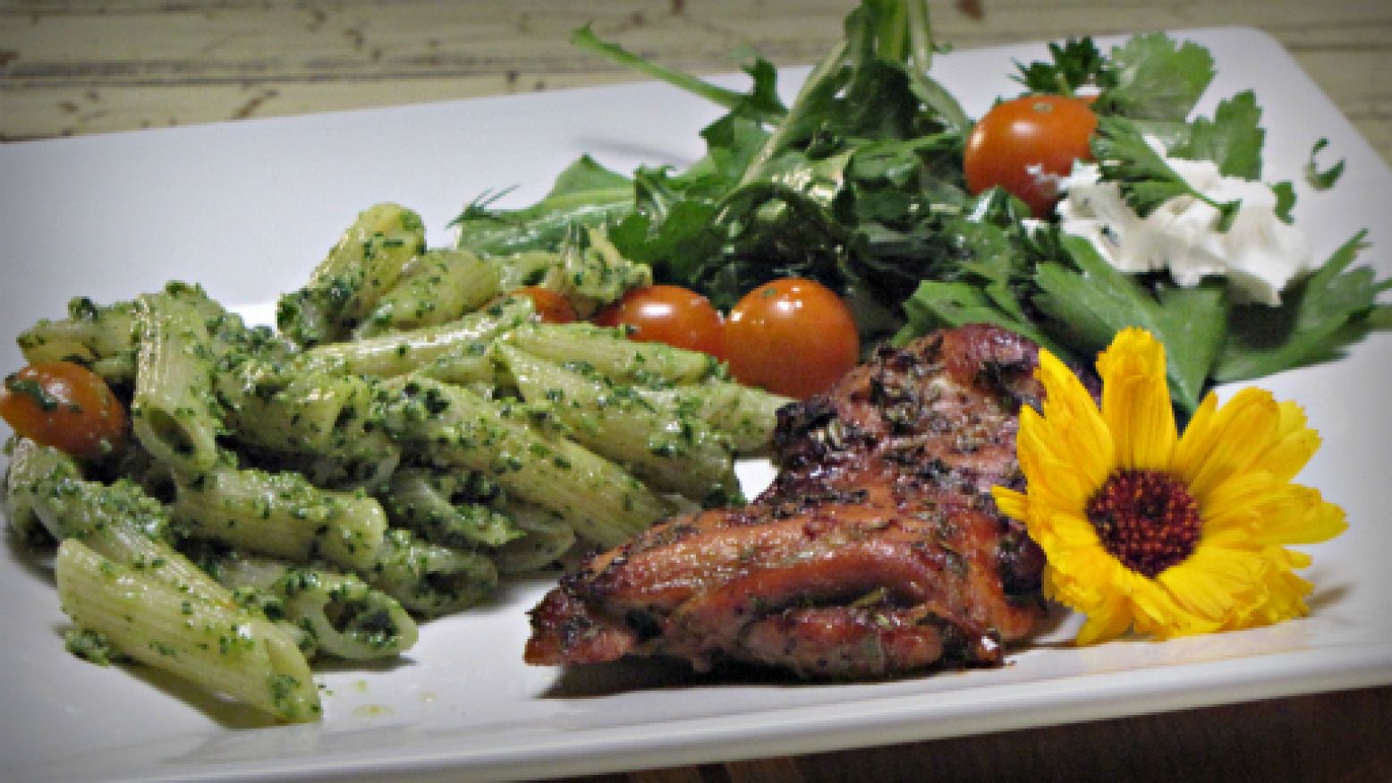 Fresh 5-Herb Pesto With Penne Pasta