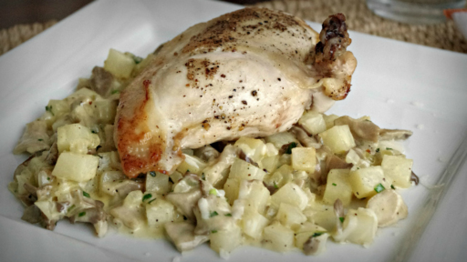 Mushroom Potato Risotto with Pan-seared Chicken