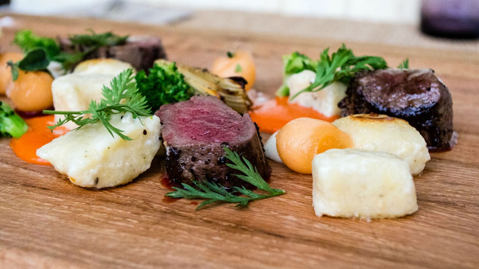 Venison Tenderloin with Cantaloupe and Gnocchi