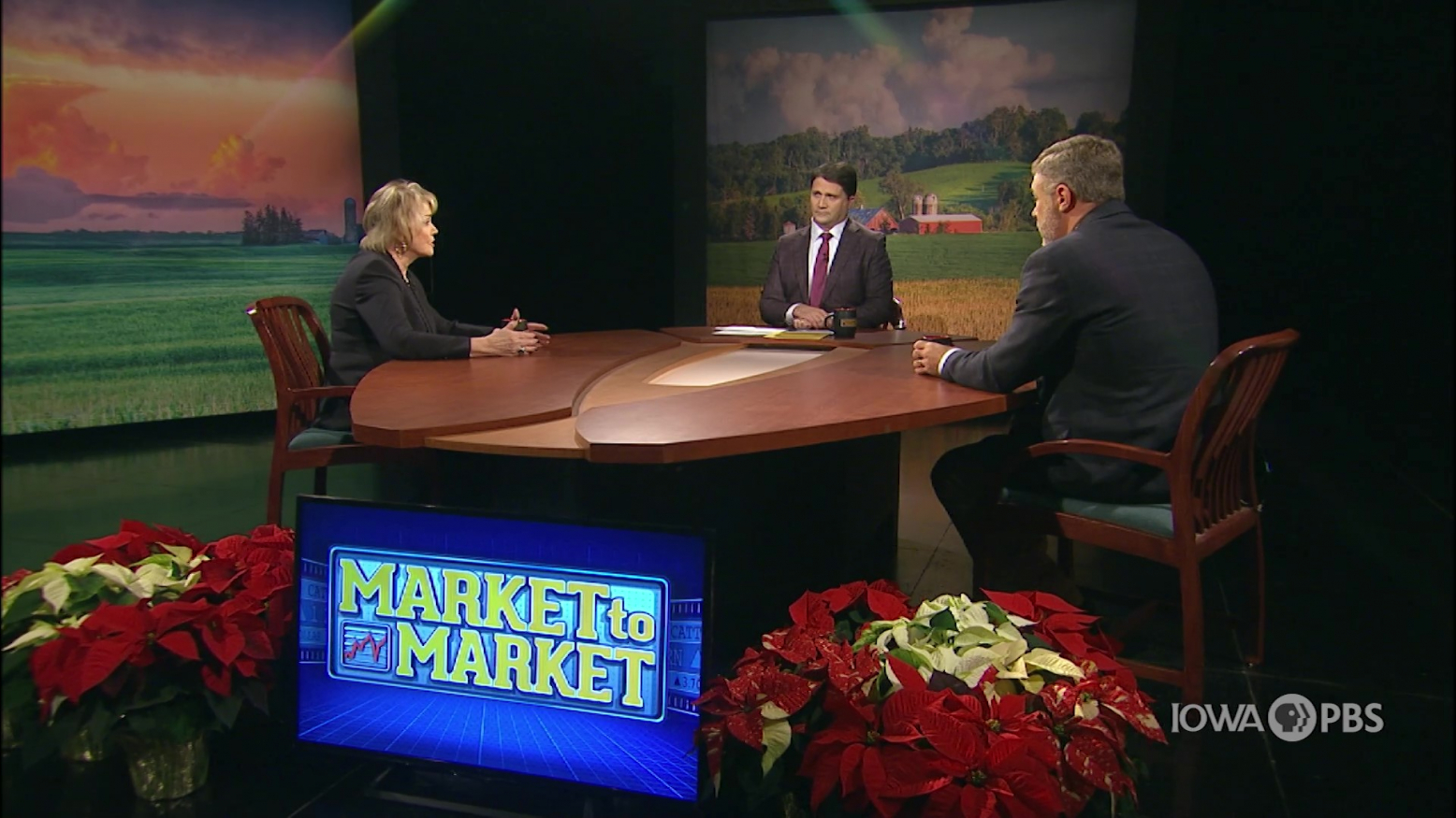Sue Martin, Paul Yeager and Matthew Bennett at the Market to Market desk.