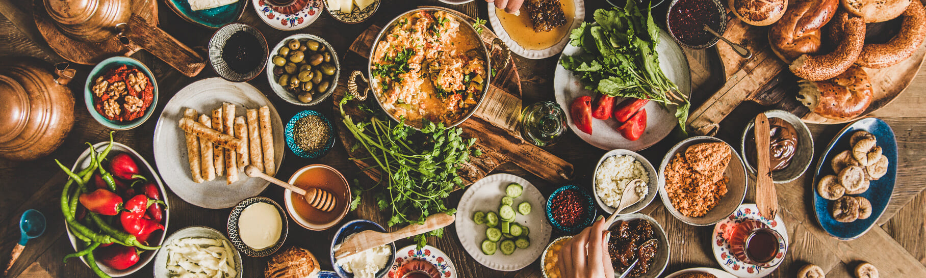 table full of a variety of food