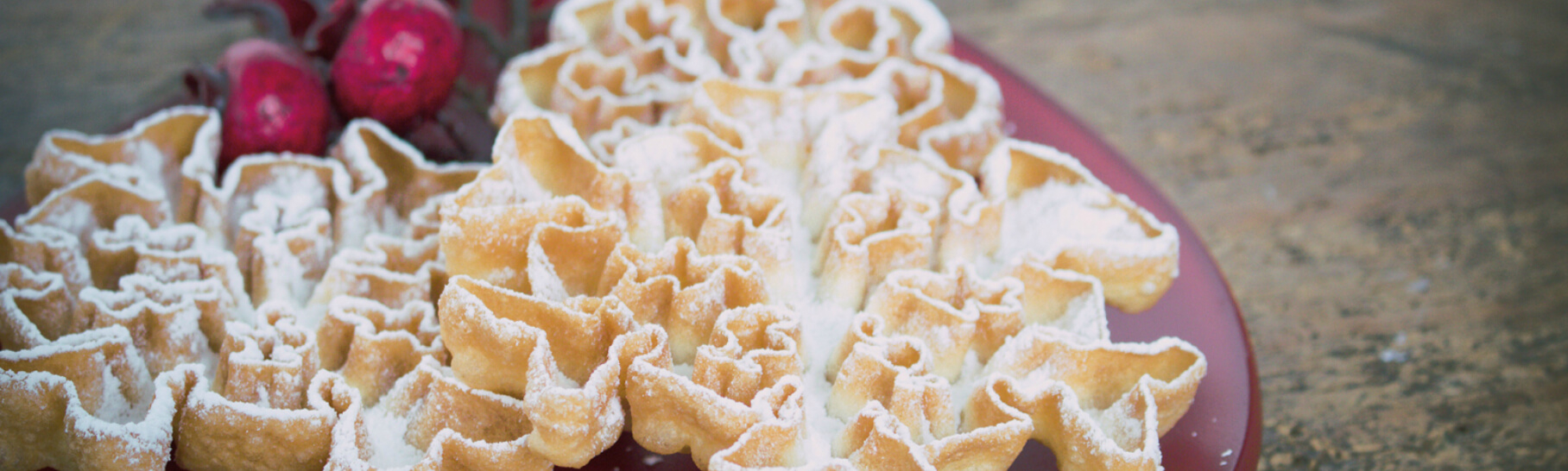 Rosette cookies to represent holiday cooking