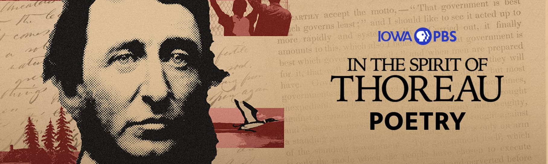 An image of Henry David Thoreau with text "in the spirit of Thoreau Poetry"