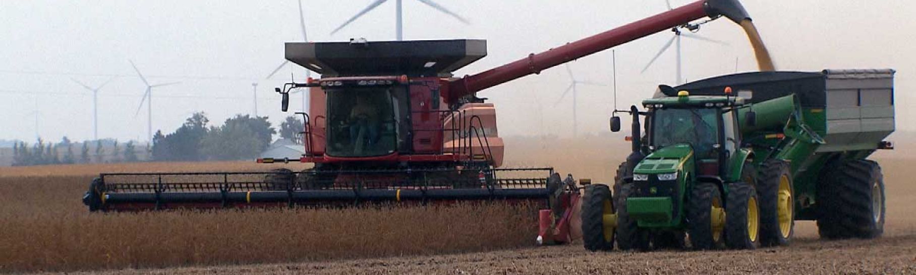 Combine harvesting an Iowa farm field