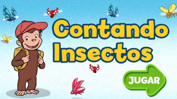 Curious George surrounded by flying insects.