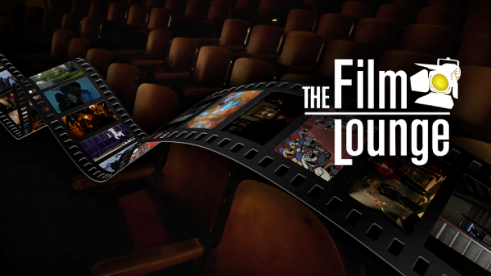 Images on a film strip with The Film Lounge text