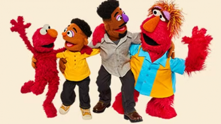 Sesame Street Characters with their arms around each other