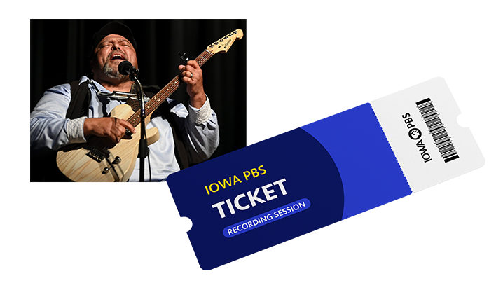 Kevin Burt playing his guitar with ticket image