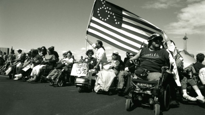 ADAPT (American Disabled for Accessible Public Transit)  activists protest in Las Vegas Credit: Tom Olin
