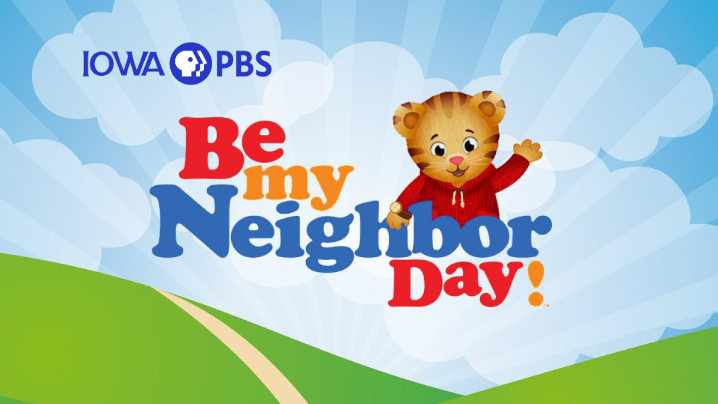 PBS KIDS character Daniel Tiger waving with Be My Neighbor Day text