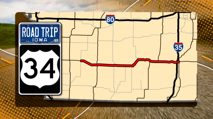 A yellow map with a red line along a highway