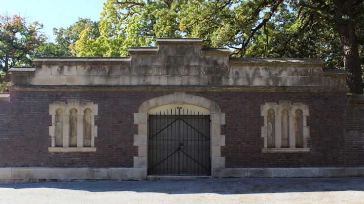 A red brick structure.
